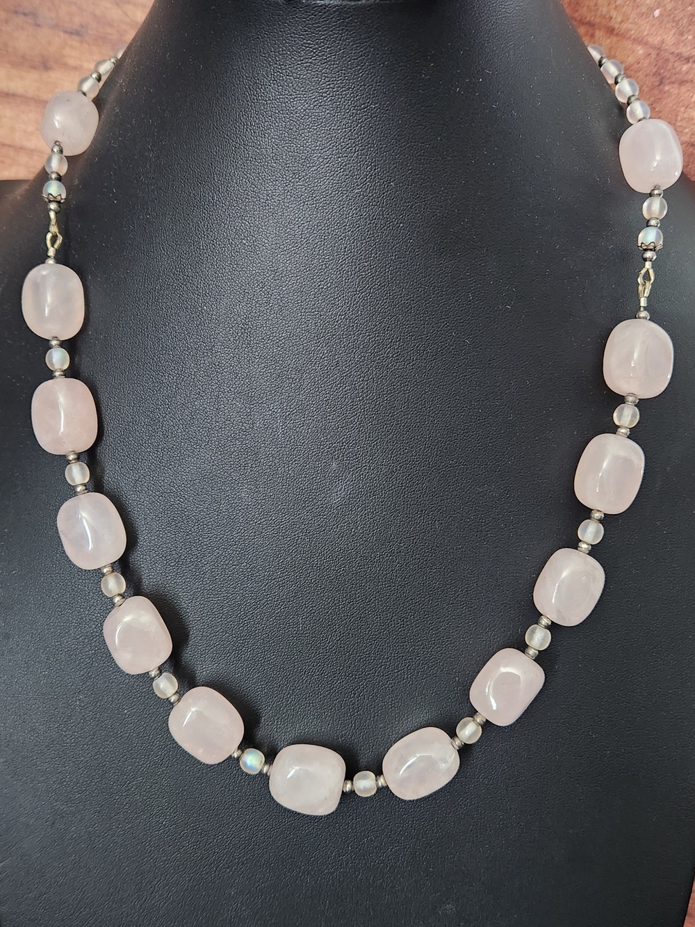 Rose Quartz Beaded Necklace - Elegant Pink Gemstone Strand